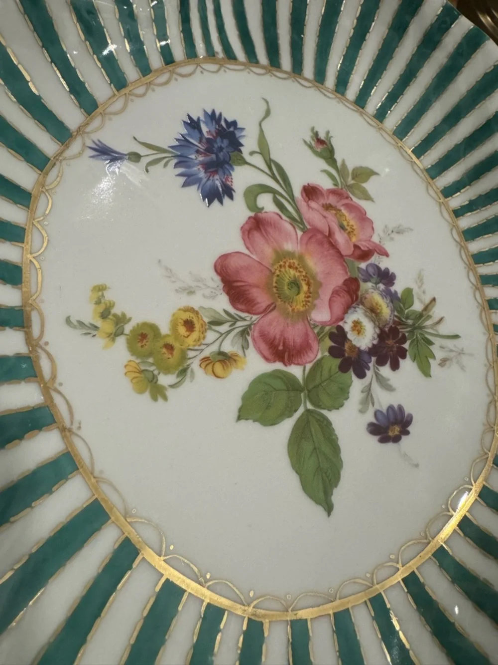 Elios Hand Painted Floral Porcelain Tray- hand-painted tray -bowl 12”
